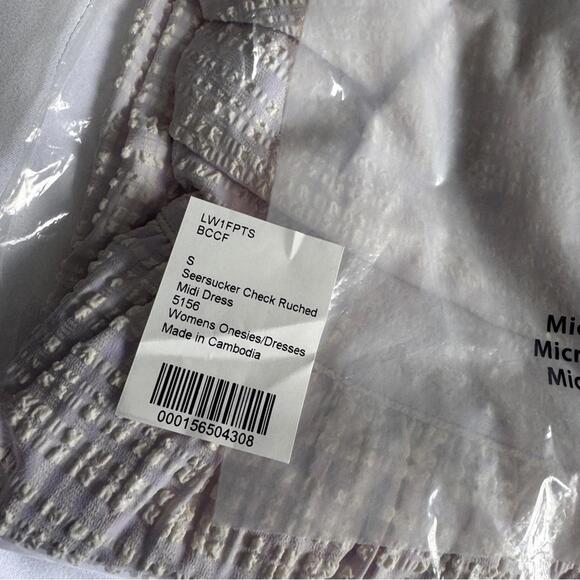 🆕🩷 Lululemon Seersucker Check Ruched MIDI Dress - Blister Check Lavender Frost - Picture 5 of 5